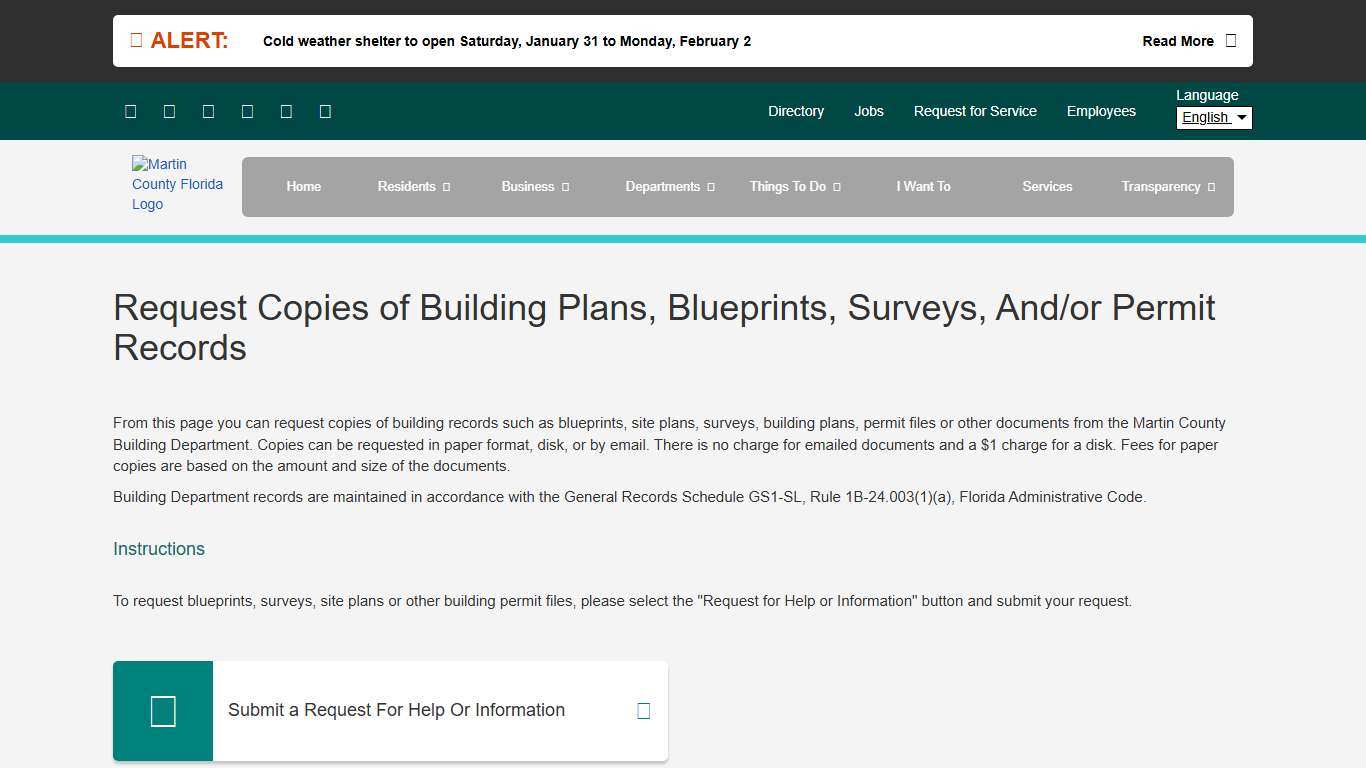 Request Copies of Building Plans, Blueprints, Surveys, and/or Permit Records Martin County Florida